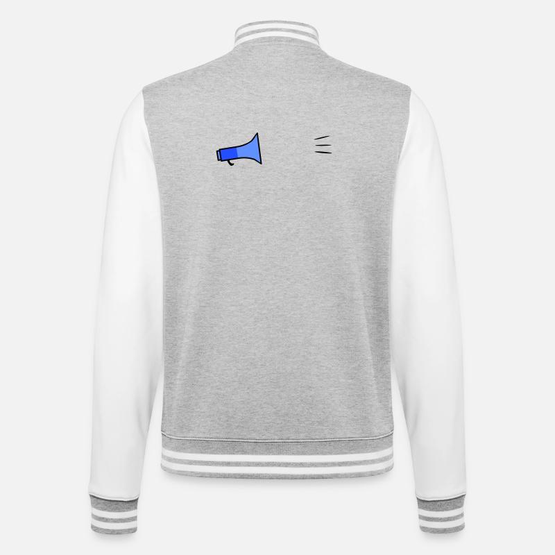 Megafon Text-Template - College-Sweatjacke - Grau meliert/Weiß