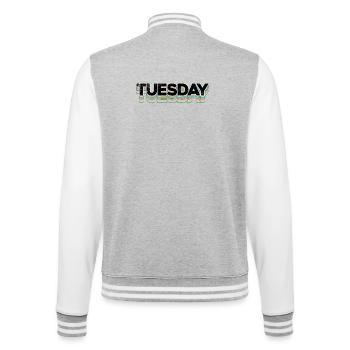 Tuesday Rainbow Stripes - College Sweat Jacket - heather grey/white - Back - Marisol (170cm)