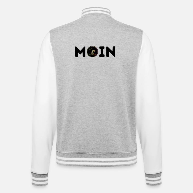 Moin mit Möwe - College-Sweatjacke - Grau meliert/Weiß
