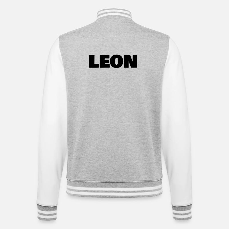 Leon - College-Sweatjacke - Grau meliert/Weiß