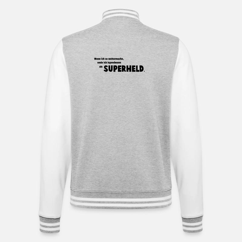Superheld - College-Sweatjacke - Grau meliert/Weiß