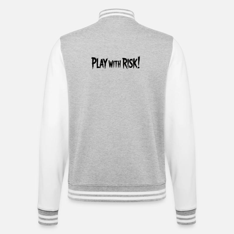 Play With Risk Bold Graphic Text - College Sweat Jacket - heather grey/white