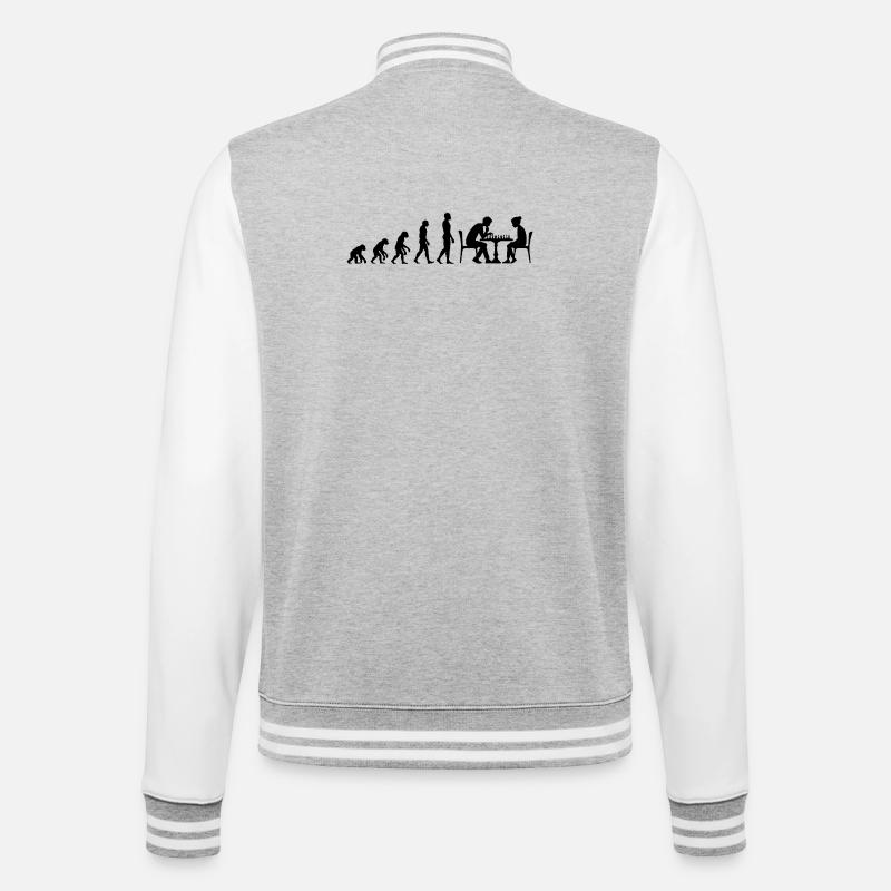 EVOLUTION TO CHESS MASTER – MATE! CHESSLOVER - College Sweat Jacket - heather grey/white