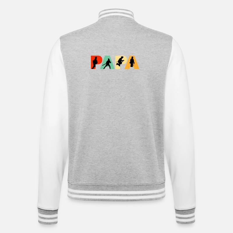Papa Firefighter Retro Fireman Hero Dad - College Sweat Jacket - heather grey/white