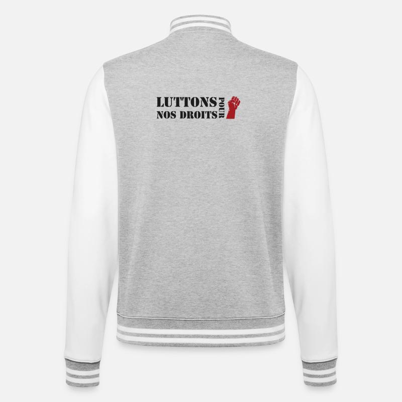Luttons pour nos Droits ! - Veste Teddy - gris chiné / blanc
