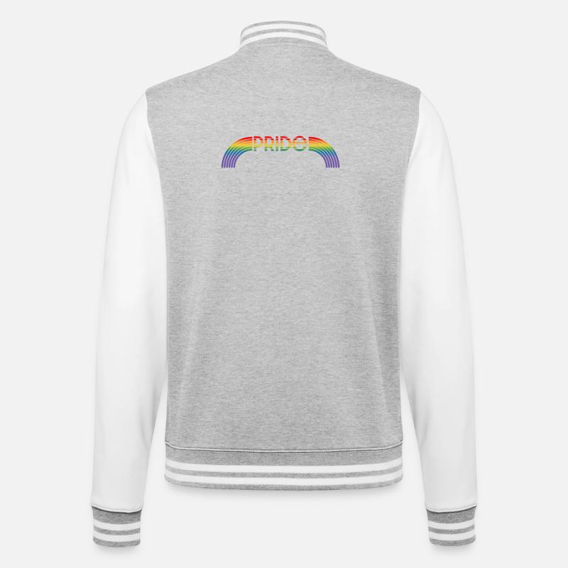 LGBT lgbtqi queer Pride Month arc-en-ciel - Veste Teddy - gris chiné / blanc