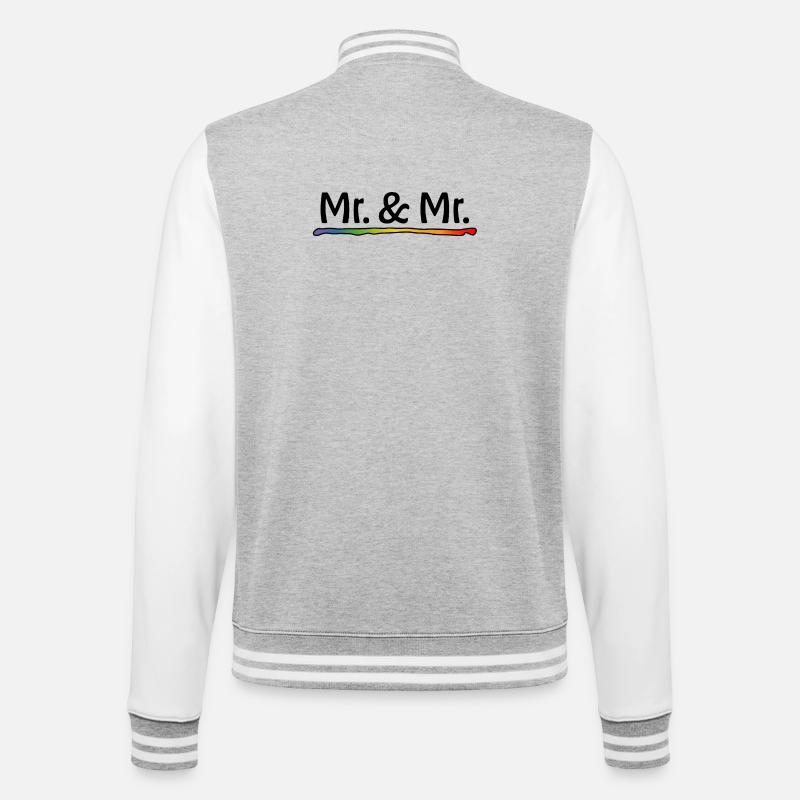 Regenbogen Mr and Mr schwarz - College-Sweatjacke - Grau meliert/Weiß