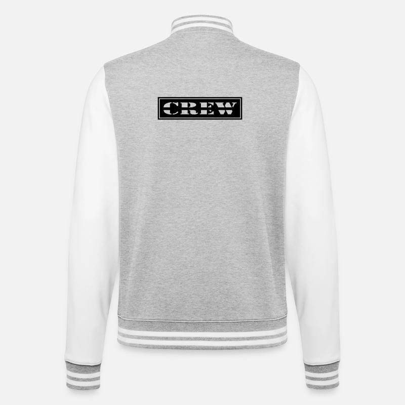 Crew Design im Patch Format - College-Sweatjacke - Grau meliert/Weiß