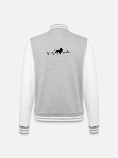 Leo ECG Heartbeat - College Sweat Jacket - heather grey/white