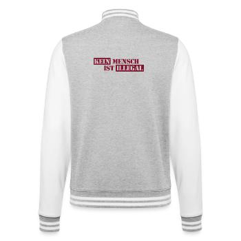 No One Is Illegal - Migration - Illegality - College Sweat Jacket - heather grey/white - Back - Marisol (170cm)