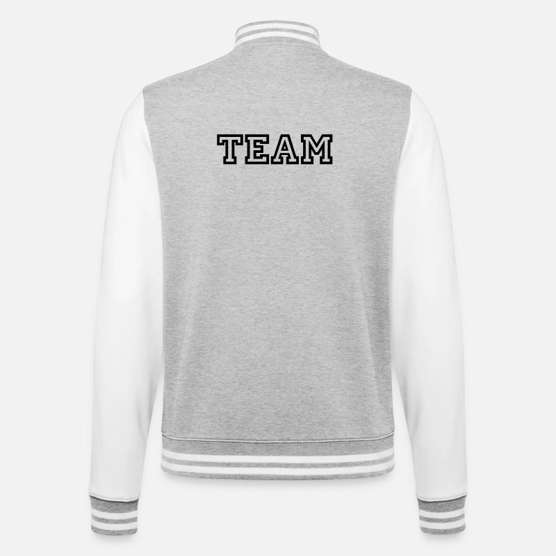Team - College-Sweatjacke - Grau meliert/Weiß