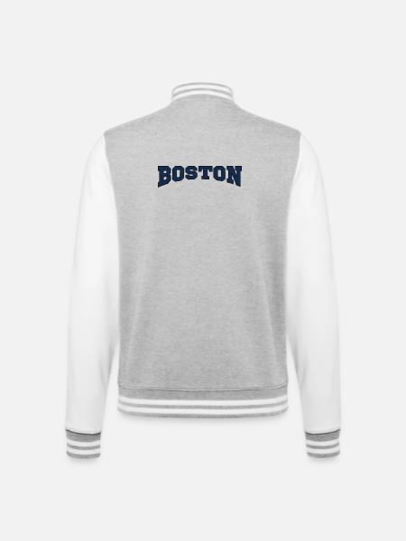 Boston Block Font Logo - College Sweat Jacket - heather grey/white