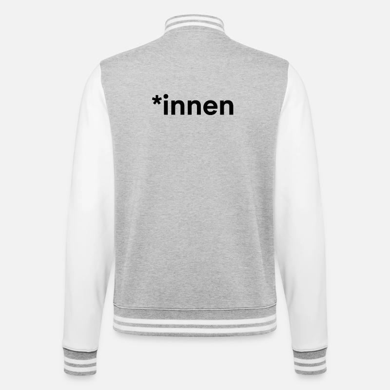 *innen - College-Sweatjacke - Grau meliert/Weiß