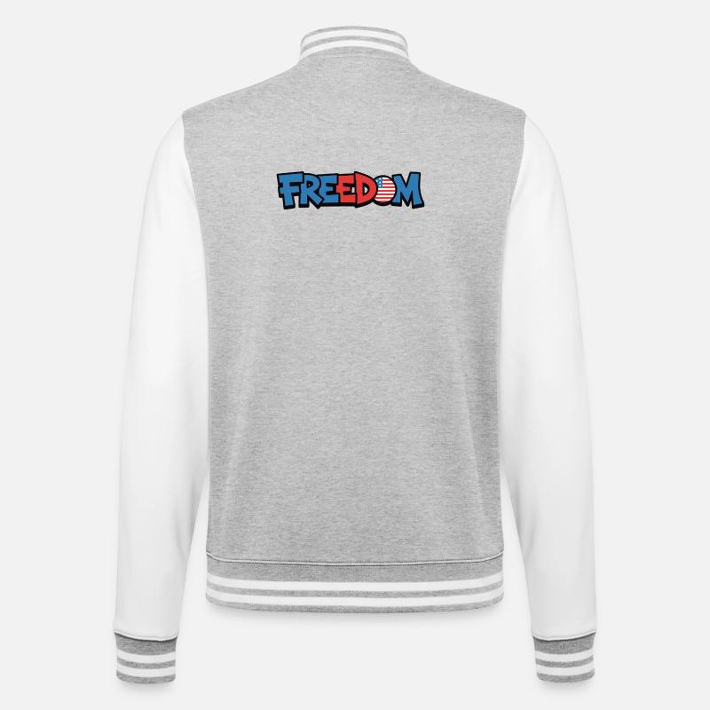 Freedom Typography Statement Design - College Sweat Jacket - heather grey/white