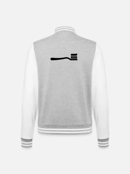 Toothbrush with toothpaste, dental hygiene - College Sweat Jacket - heather grey/white