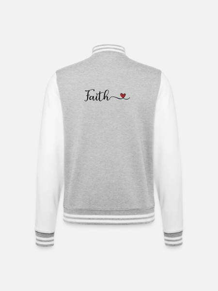 Glaubenstypografie mit Herz - College-Sweatjacke - Grau meliert/Weiß