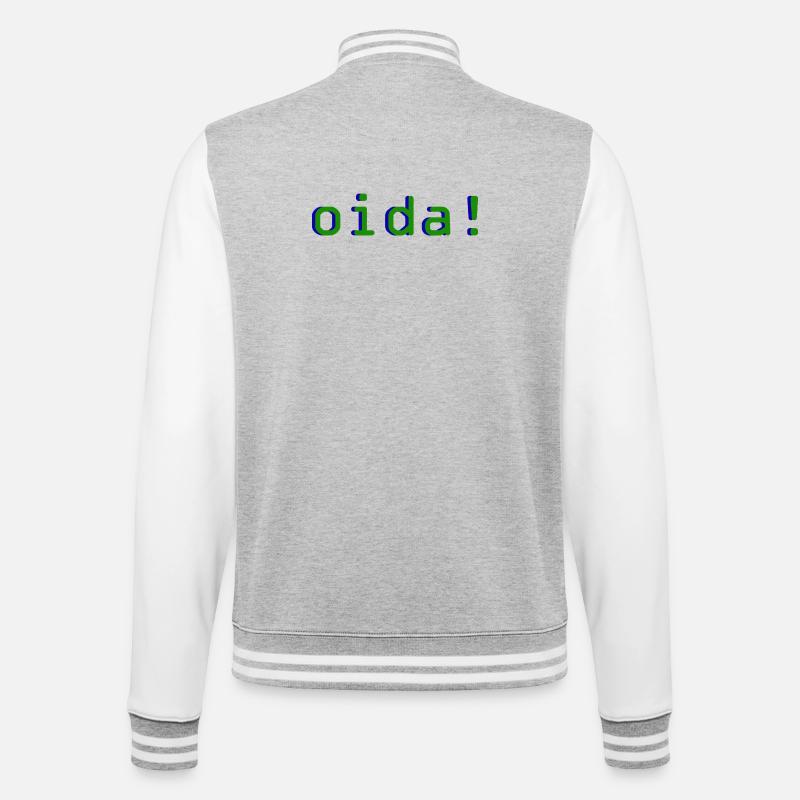 oida! - College-Sweatjacke - Grau meliert/Weiß