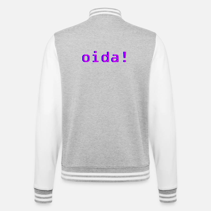 oida! - College-Sweatjacke - Grau meliert/Weiß