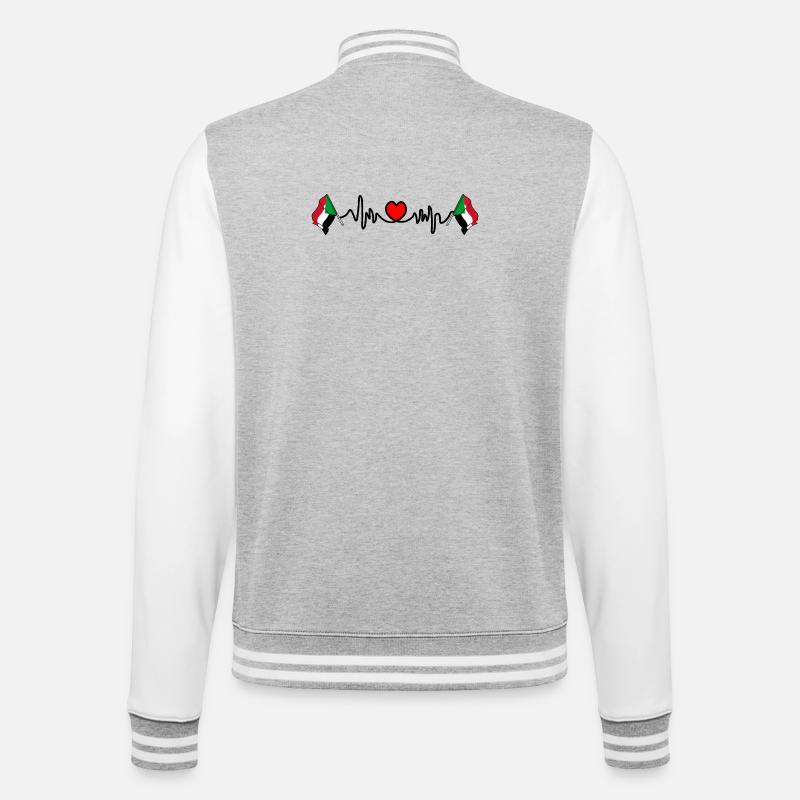 Herzfrequenz Cardio Flagge Sudan - College-Sweatjacke - Grau meliert/Weiß