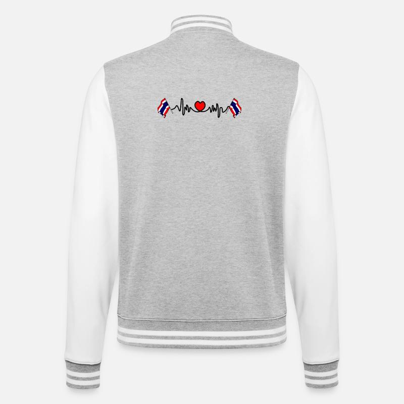 Herzfrequenz-Cardio für Thailand - College-Sweatjacke - Grau meliert/Weiß