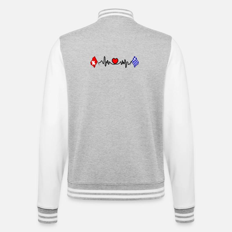 Cardio Coeur avec drapeau Suisse, Grèce - Veste Teddy - gris chiné / blanc