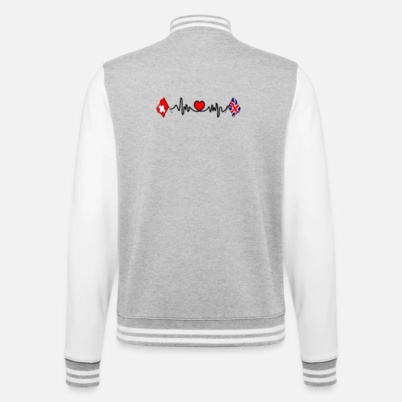 Cardio heart Drapeau Suisse, drapeau Angleterre - Veste Teddy - gris chiné / blanc