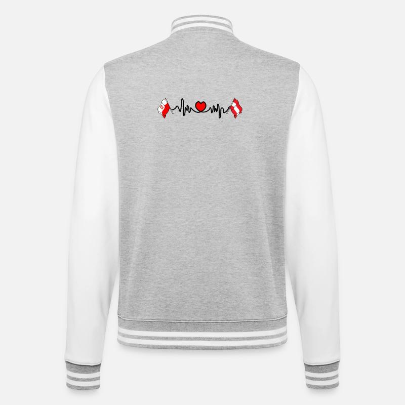 Cardio heart Drapeau Pologne, drapeau Autriche - Veste Teddy - gris chiné / blanc