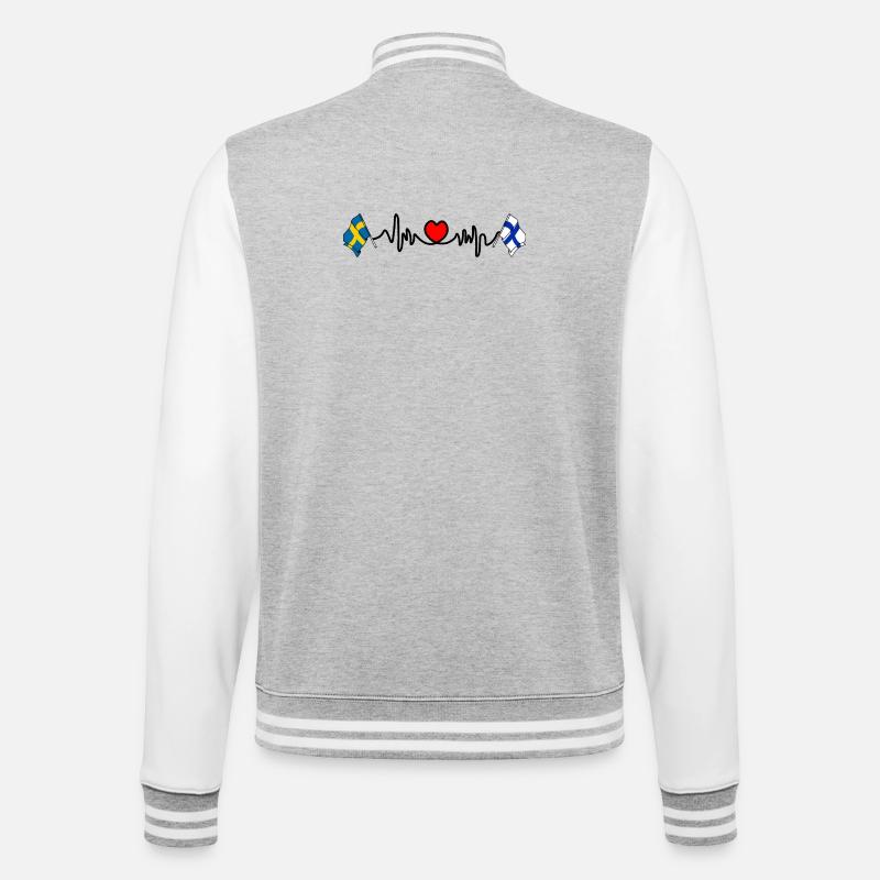Cardio coeur Drapeau Suède, drapeau Finlande - Veste Teddy - gris chiné / blanc