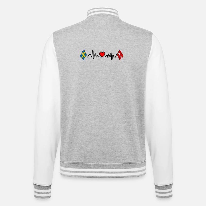 Cardio heart Drapeau Suède, drapeau Lettonie - Veste Teddy - gris chiné / blanc