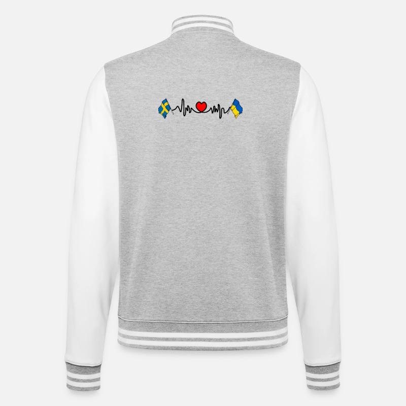 Cardio heart Drapeau Suède, drapeau Ukraine - Veste Teddy - gris chiné / blanc
