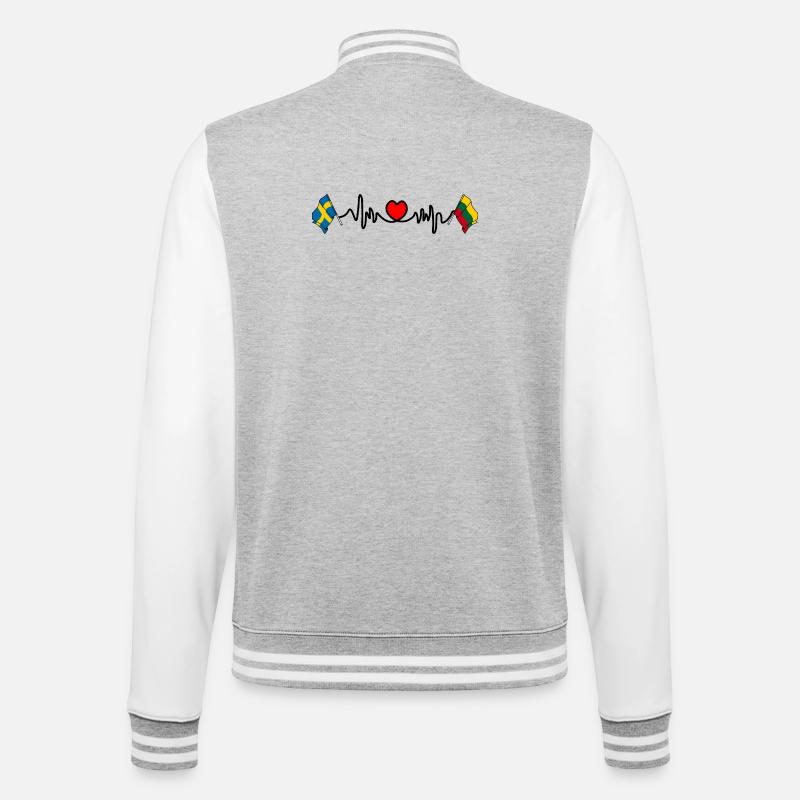 Cardio heart Drapeau Suède, drapeau Lituanie - Veste Teddy - gris chiné / blanc