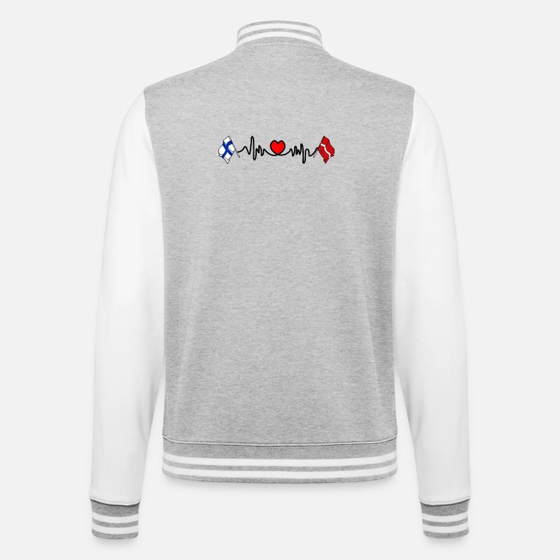 Cardio heart Drapeau Finlande, drapeau Lettonie - Veste Teddy - gris chiné / blanc