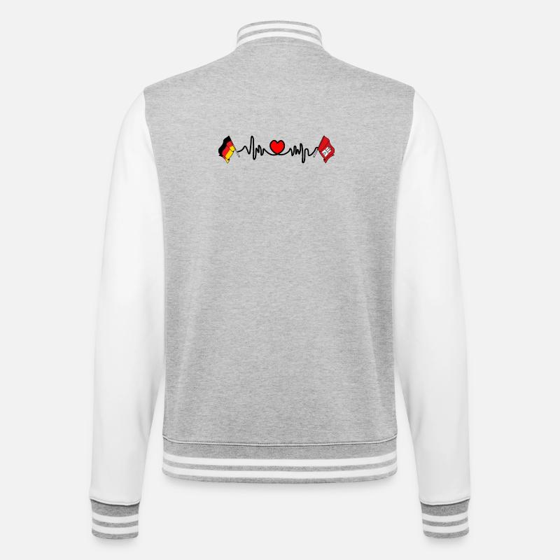 Cardio heart Drapeau Allemagne, drapeau Hambourg - Veste Teddy - gris chiné / blanc