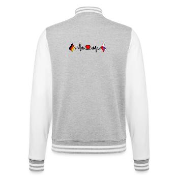 Cardio-Herz Flagge Deutschland, Thüringen - College-Sweatjacke - Grau meliert/Weiß - Hinten - Marisol (170cm)