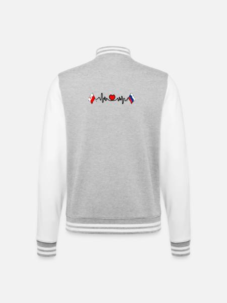 Cardio-Herz Flagge Polen, Russland - College-Sweatjacke - Grau meliert/Weiß