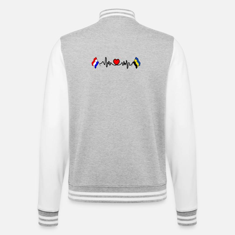 Cardio coeur Drapeau Pays-Bas, drapeau Gueldre - Veste Teddy - gris chiné / blanc