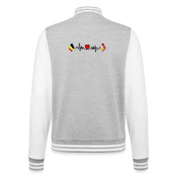 Cardio heart Flag Belgium and flag Liège - College Sweat Jacket - heather grey/white - Back - Marisol (170cm)