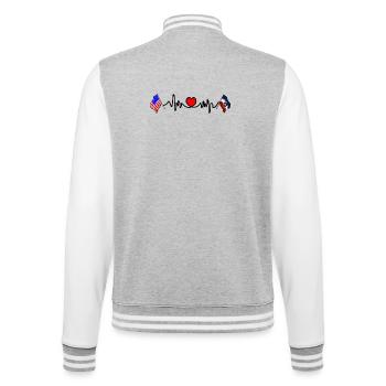 Cardio cardiaque avec drapeau des États-Unis et drapeau de l’Utah - Veste Teddy - gris chiné / blanc - Dos - Marisol (170cm)
