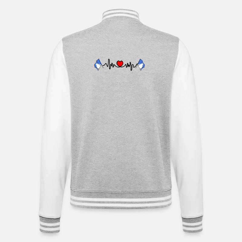 Herzfrequenz-Cardio mit zwei Flaggen von Akershus - College-Sweatjacke - Grau meliert/Weiß