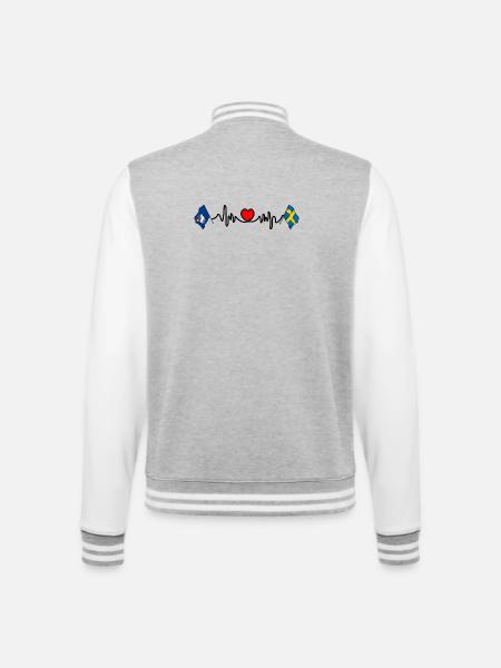 Gotland & Schweden – Insel im Herzen - College-Sweatjacke - Grau meliert/Weiß
