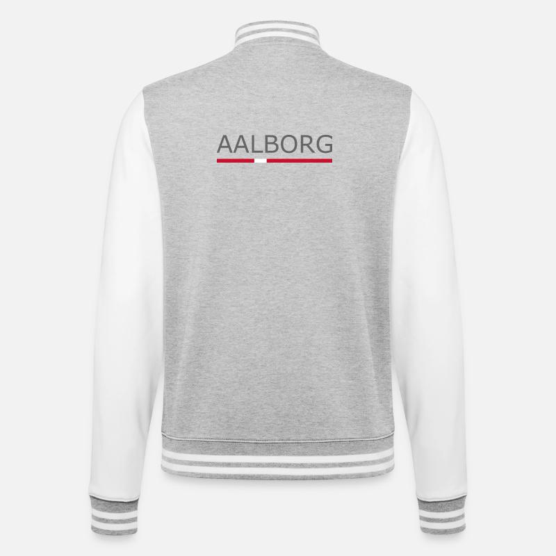 Aalborg - Drapeau du Danemark - Dänemark - Veste Teddy - gris chiné / blanc
