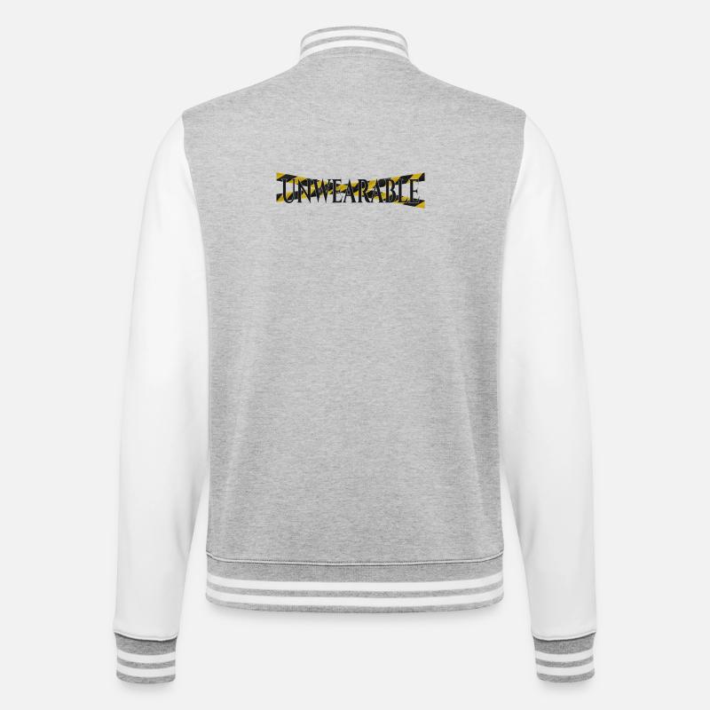 Untragbar – Statement-Design mit Warnband - College-Sweatjacke - Grau meliert/Weiß