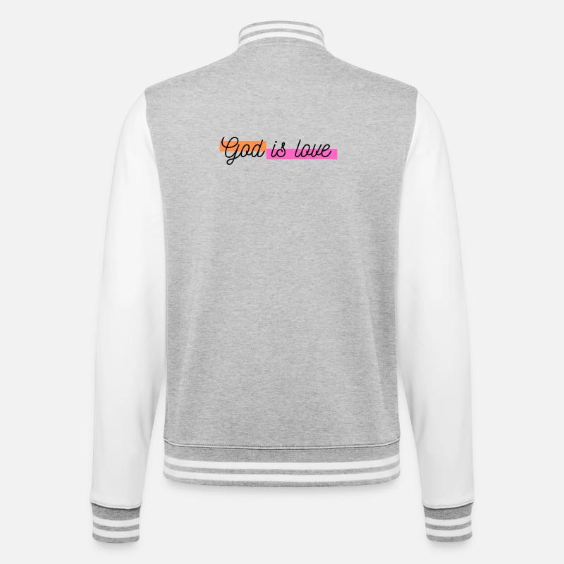 Gott ist Liebe - College-Sweatjacke - Grau meliert/Weiß