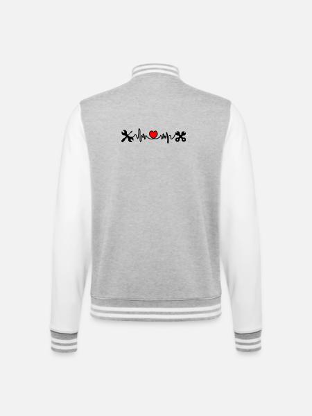 Tools with heart cardiogram - College Sweat Jacket - heather grey/white