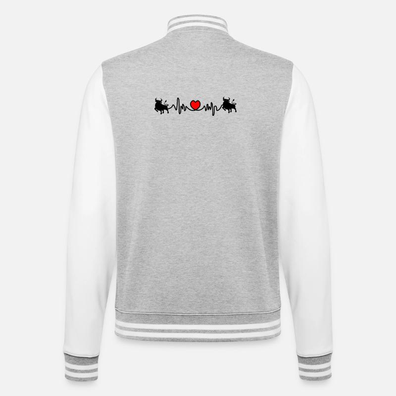 Fréquence cardiaque cardio taureau taureau - Veste Teddy - gris chiné / blanc