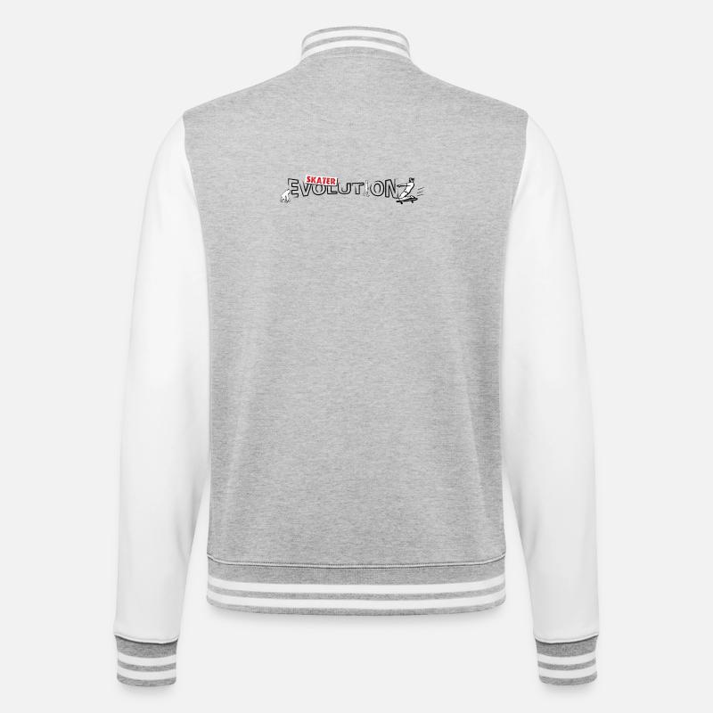 Skateboarder Design | Skate-Evolution - College-Sweatjacke - Grau meliert/Weiß