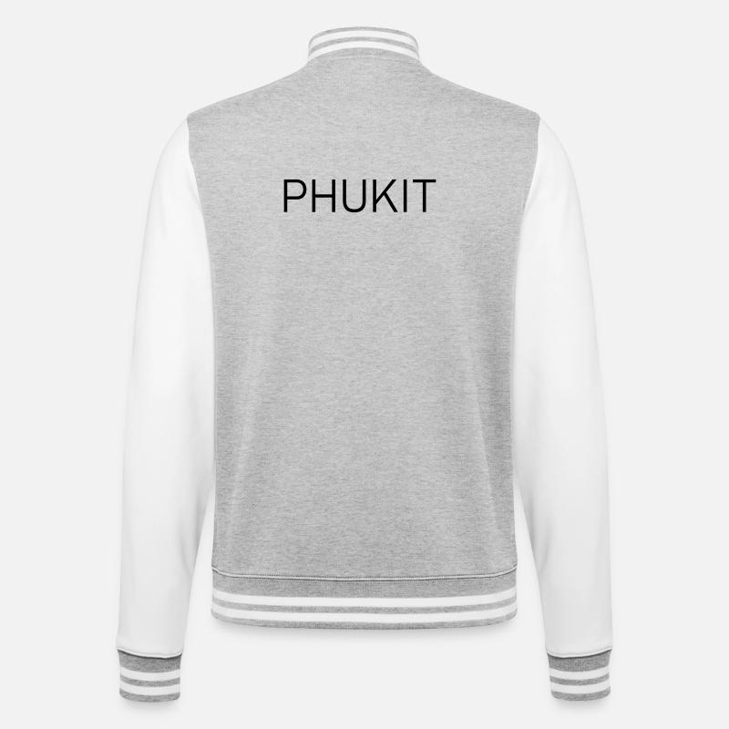 Phukit - College-Sweatjacke - Grau meliert/Weiß
