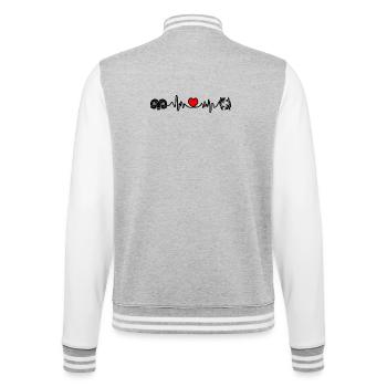 Herzfrequenz Kardio Widder Fische - College-Sweatjacke - Grau meliert/Weiß - Hinten - Marisol (170cm)