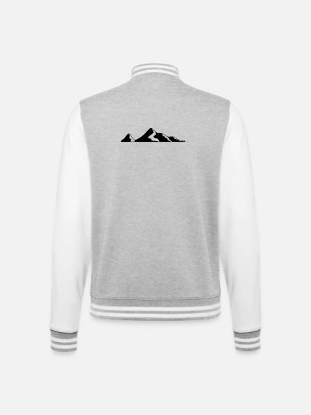 Berg - College-Sweatjacke - Grau meliert/Weiß