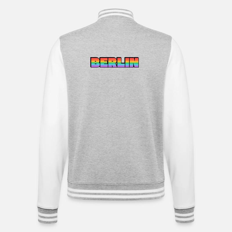 Berlin Rainbow Gradient Text LGBT - College Sweat Jacket - heather grey/white